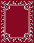 Red Floral With White Border Design Rug