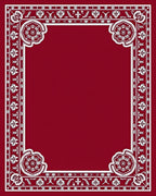 Red Floral With White Border Design Rug