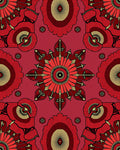 Red Floral Starburst Mandala Rug