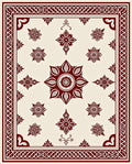 Deep Red Floral Medallion Pattern Rug