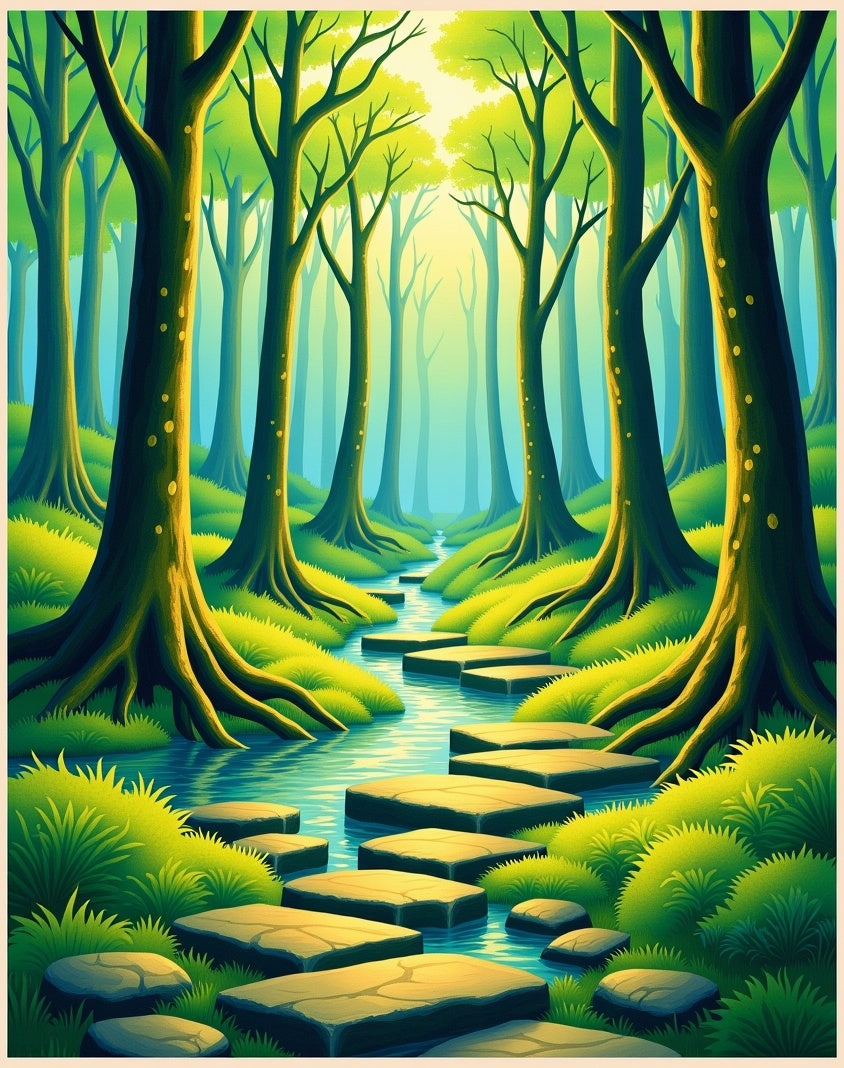 Enchanted Forest Stepping Stones Pattern Rug