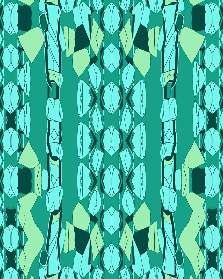 Teal Jade Abstract Vertical Geometric Rug