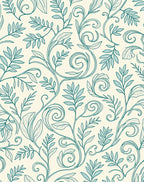 Vintage Teal Leaf Swirl Pattern Rug