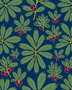 Deep Blue Tropical Berry Leaf Rug