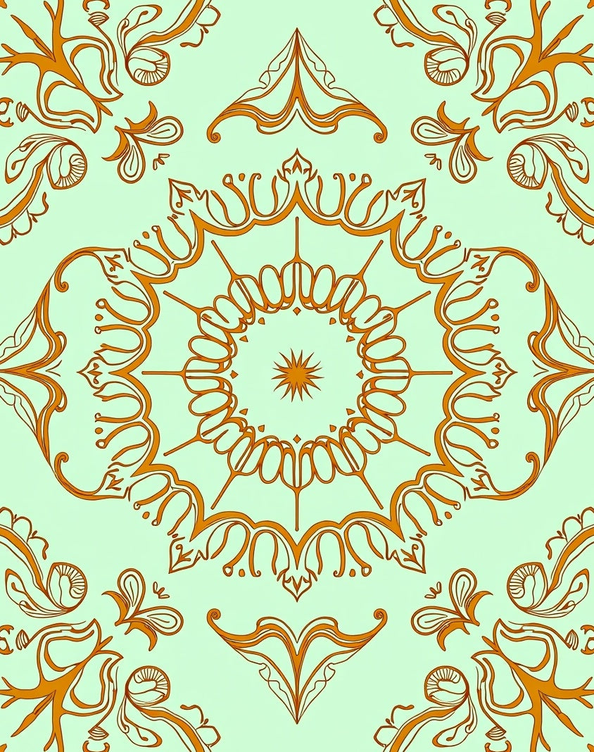 Elegant Orange Swirl Mandala Design Rug
