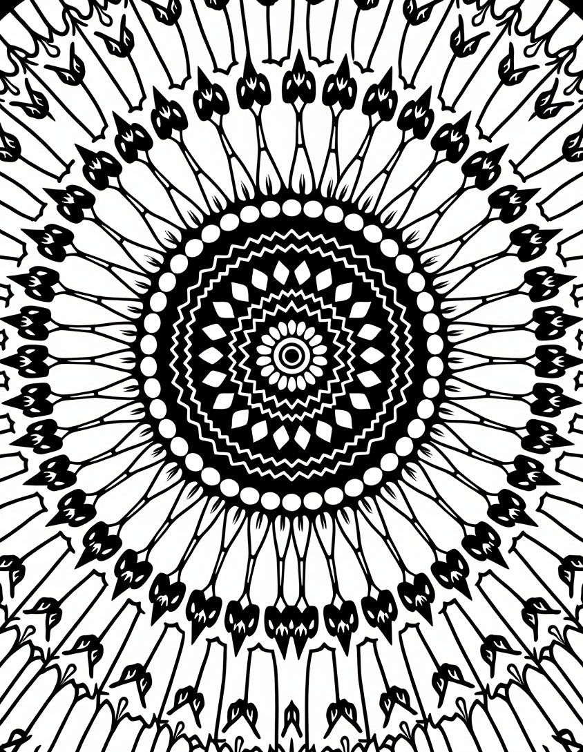 Radiating Floral Mandala Pattern Rug