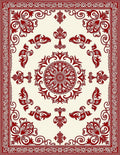Crimson Classic Floral Mandala Pattern Rug