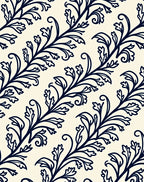 Navy Vine Scroll Pattern Rug