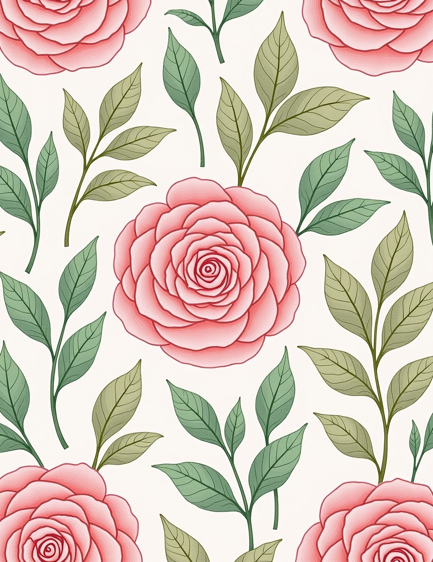 Pink Rose Floral Patterned Rug