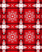 Red White Snowflake Plaid Pattern Rug