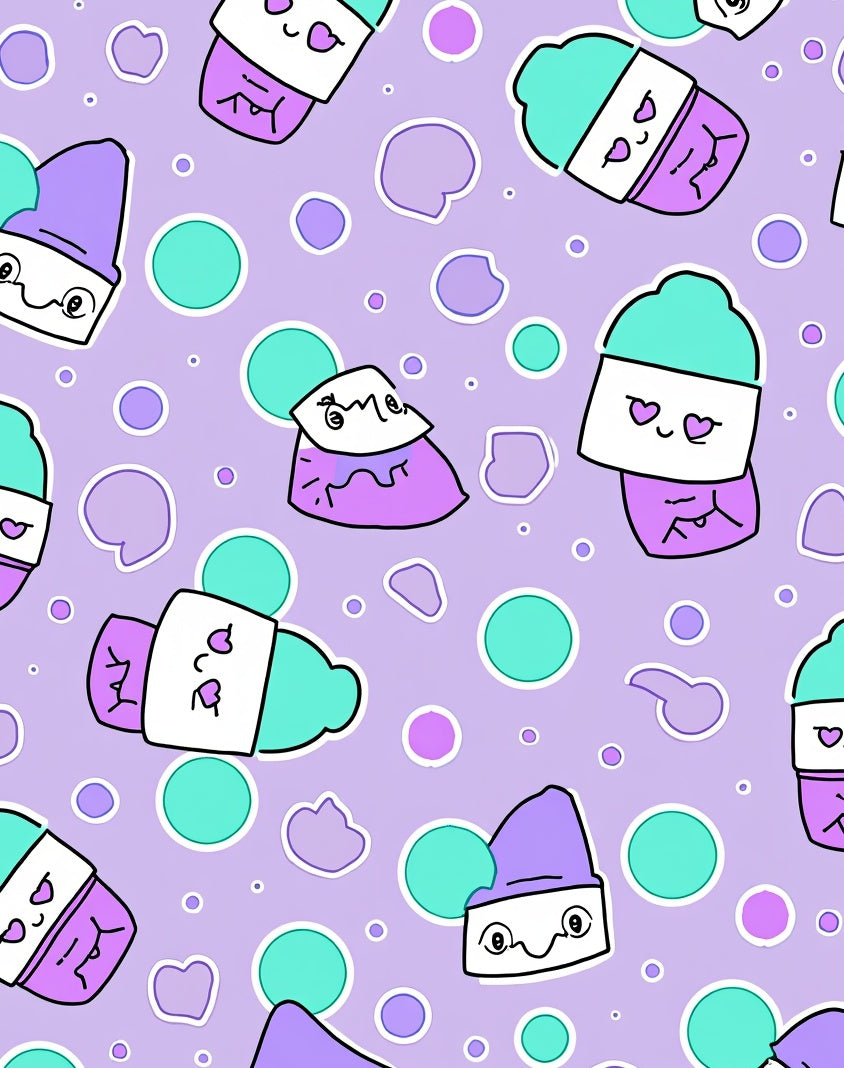 Kawaii Drink Pattern Pastel Accents Rug