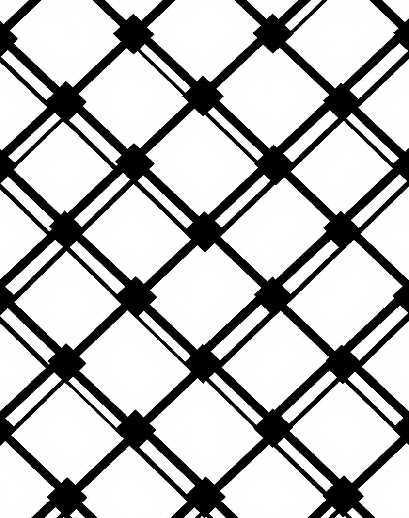 Minimalist Black White Diamond Grid Rug