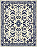 Classic Blue Ivory Floral Medallion Rug