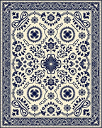Classic Blue Ivory Floral Medallion Rug