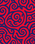 Swirling Red and Blue Pattern Rug