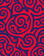 Swirling Red and Blue Pattern Rug