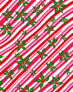 Holiday Red Green Poinsettia Candy Cane Stripes Rug
