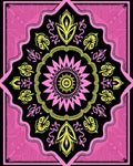 Bold Pink Yellow Sunburst Mandala Rug