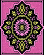 Bold Pink Yellow Sunburst Mandala Rug