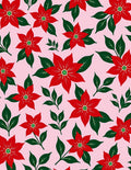 Red Poinsettia Floral Pink Background Rug