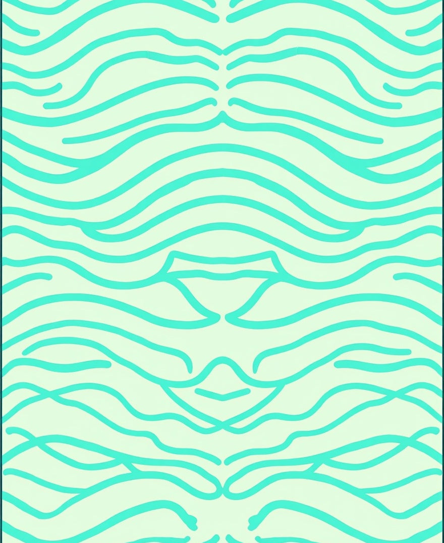 Mint Green Wavy Line Pattern Rug
