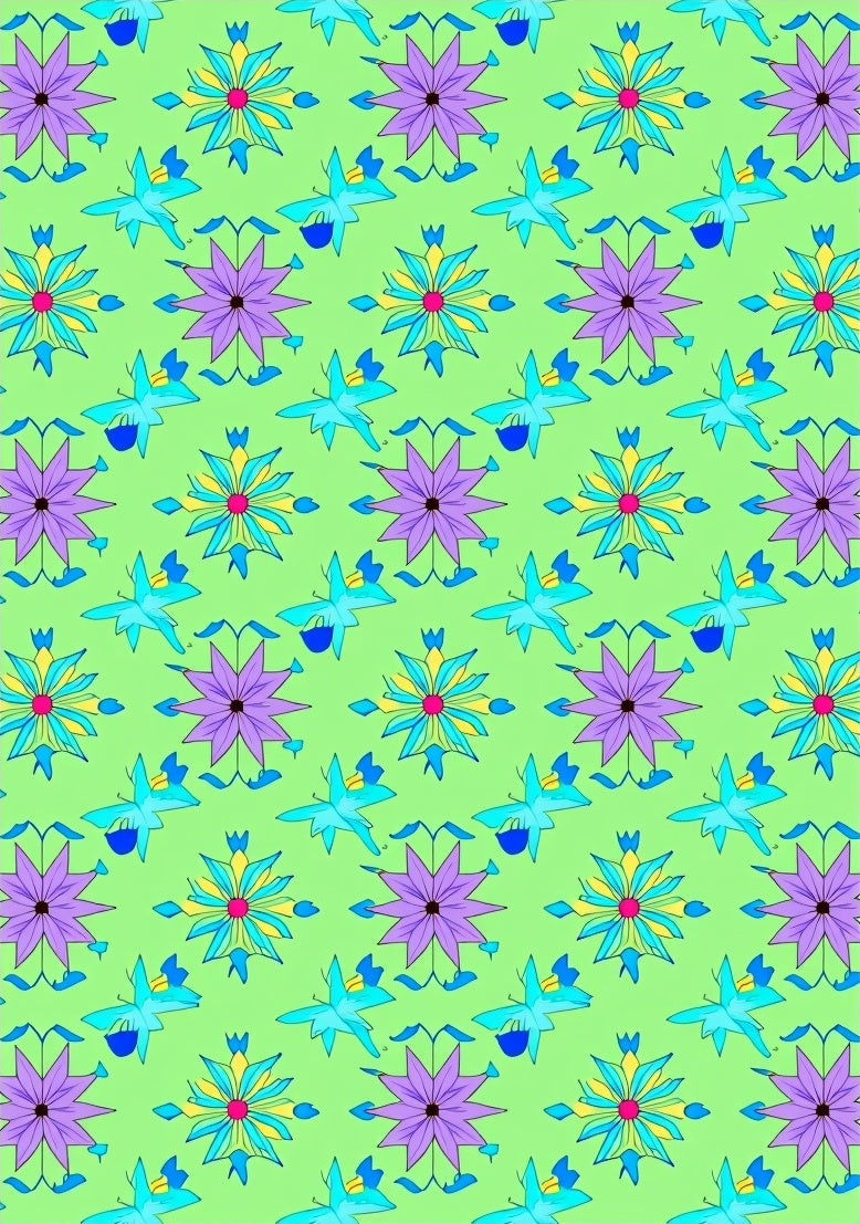 Floral Starburst Patterned Artwork Rug