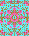 Pink Floral Symmetry Mandala Pattern Rug