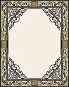 Elegant Black Gold Floral Pattern Rug