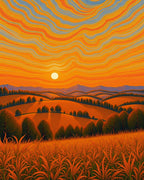 Sunset Wavy Fields Rug Design Rug