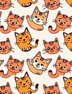 Playful Orange Cat Pattern Rug