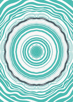 Teal Geometric Ripple Pattern Rug