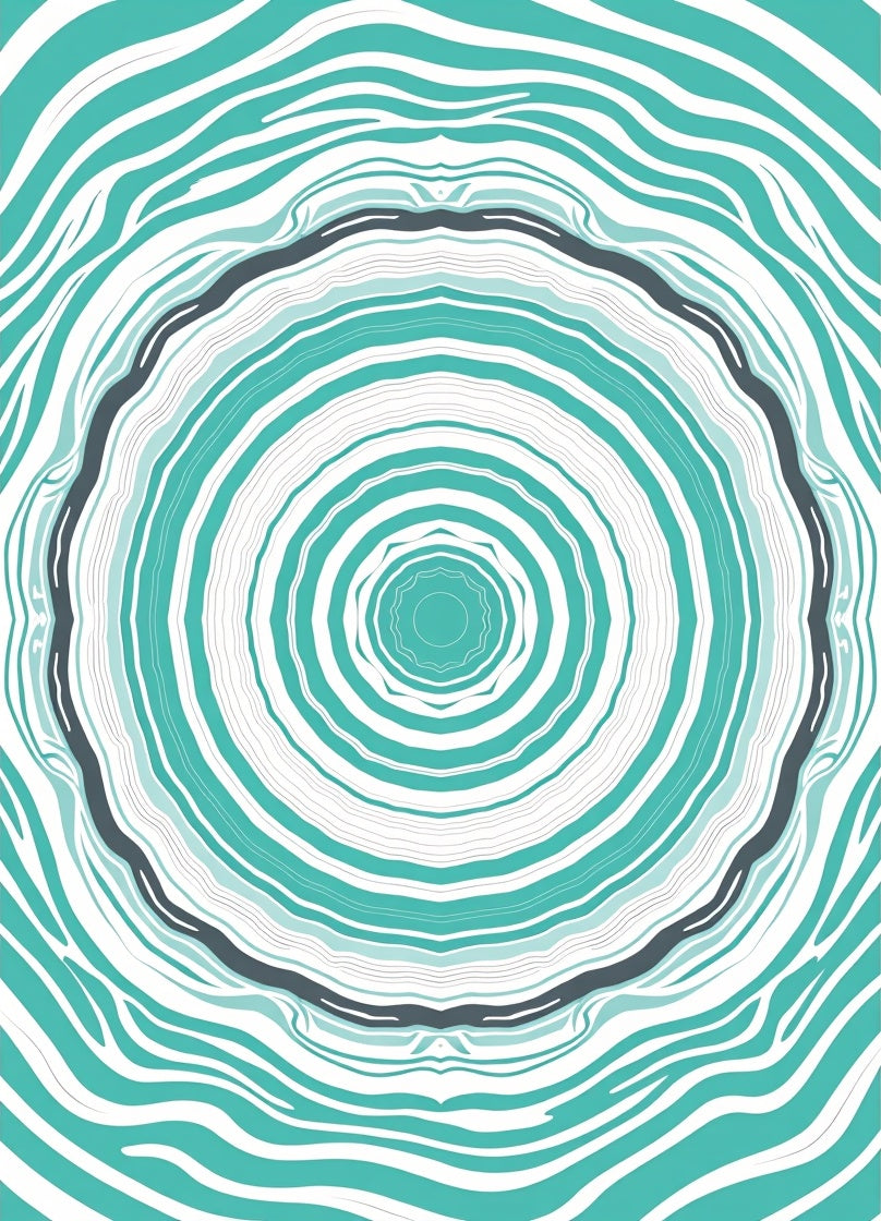 Teal Geometric Ripple Pattern Rug