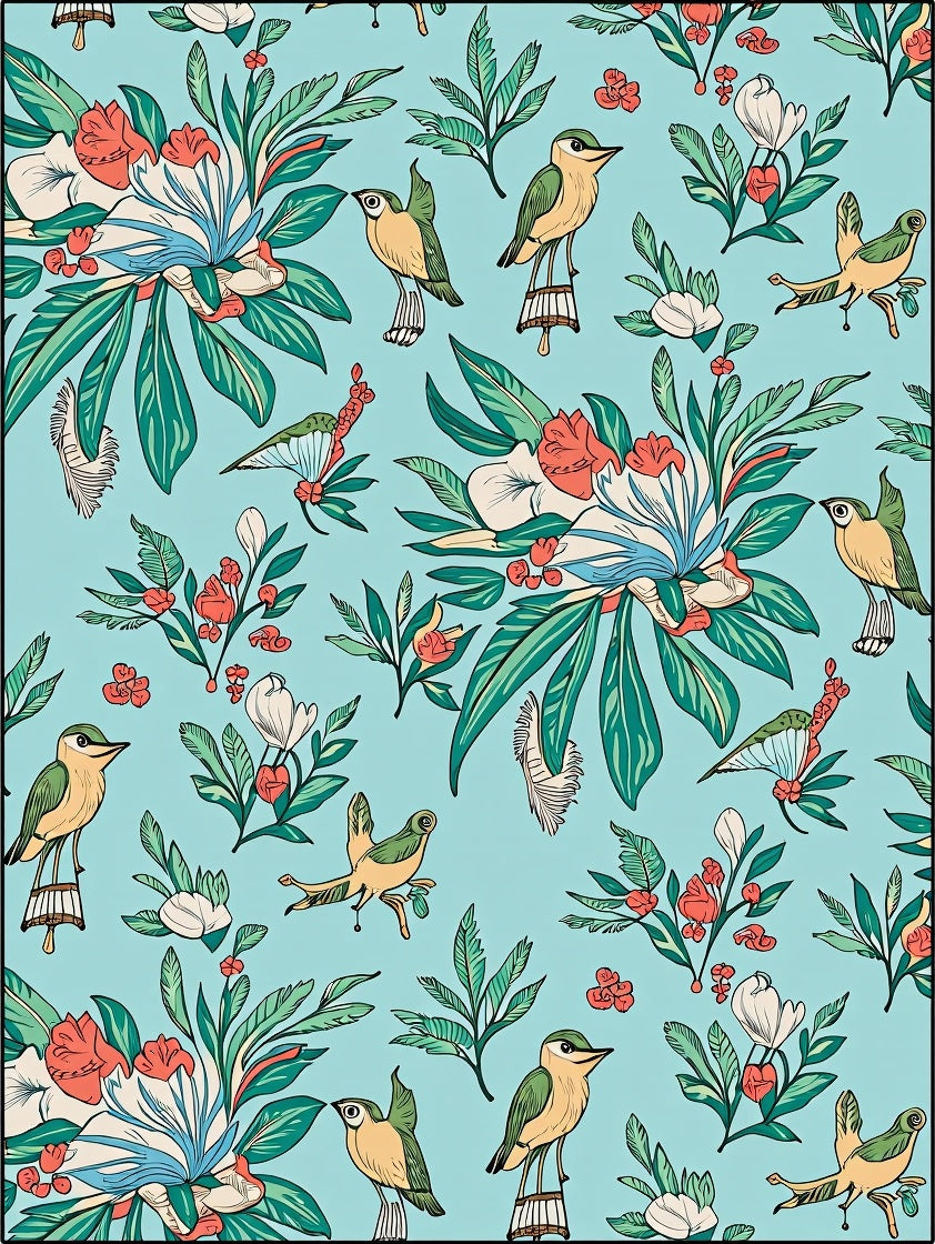 Birds and Blooms Tropical Pattern Rug
