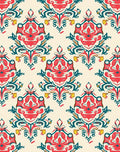 Ornate Coral Teal Floral Pattern Rug