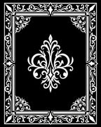 Ornate Black and White Floral Scroll Rug