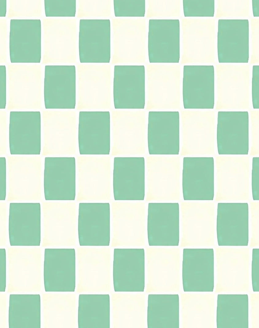 Mint Cream Checked Grid Rug