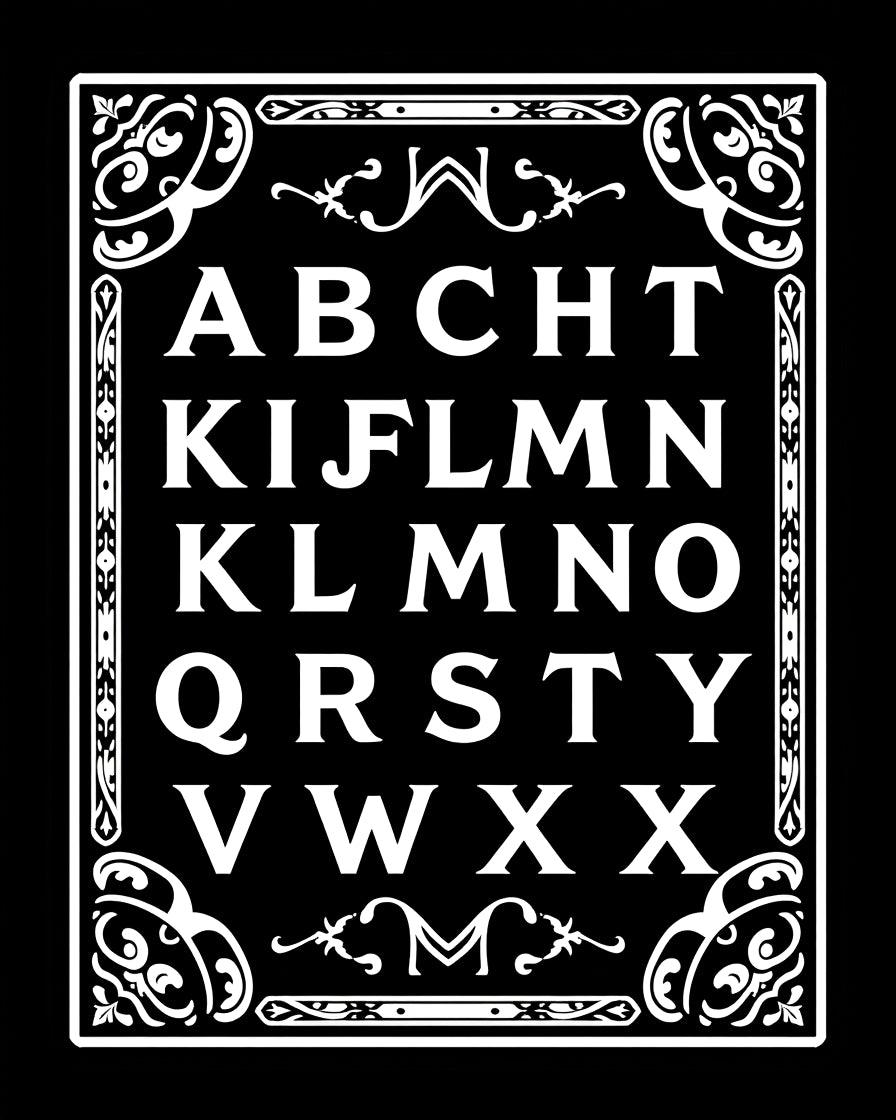 Decorative Alphabet Border Design Rug