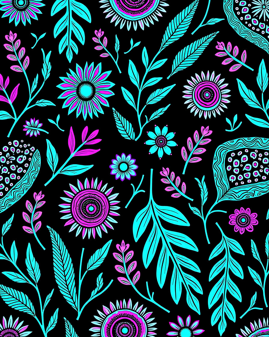 Vibrant Floral Leaf Pattern Design Rug