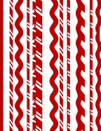 Crimson White Wavy Stripe Arrangement Rug