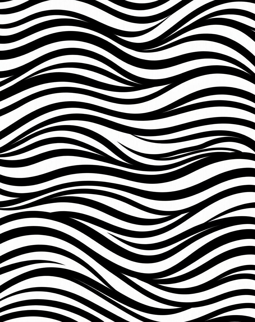 Abstract Black White Wave Pattern Rug