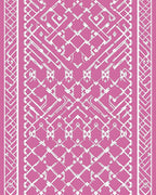 Pink White Symmetric Geometric Lattice Rug