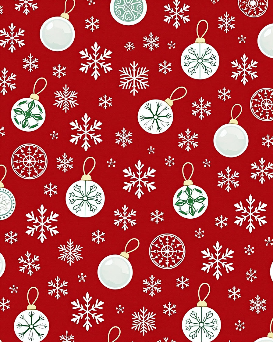 Red Festive Snowflake Ornament Pattern Rug