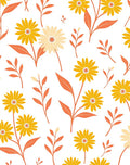 Daisy Floral Pattern with Orange Stems Rug