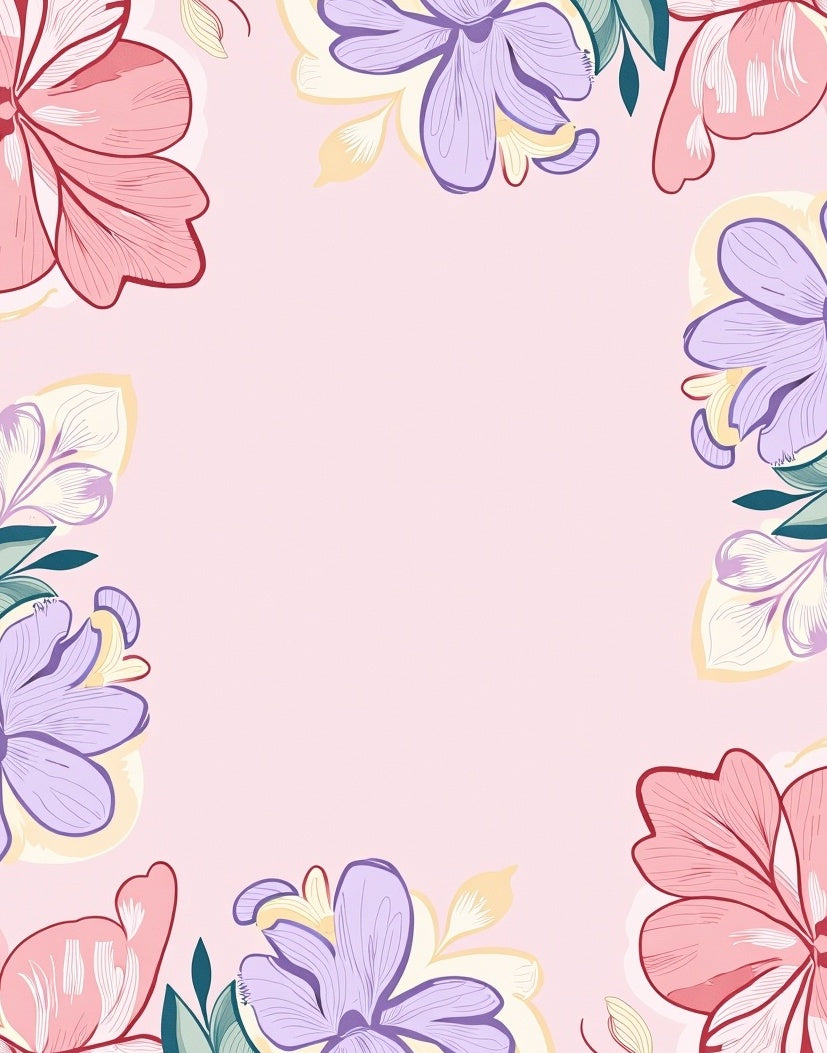 Pastel Floral Frame Design Rug