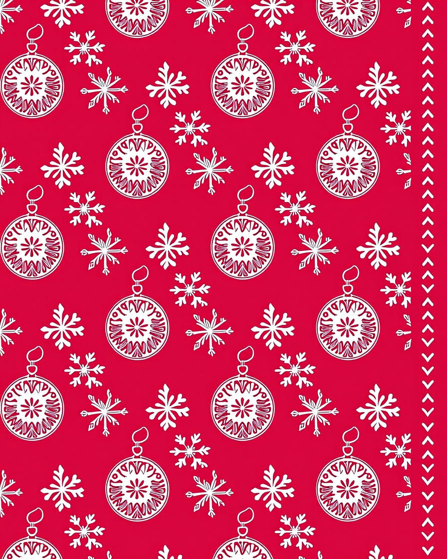 Red White Ornament Snowflake Seamless Rug