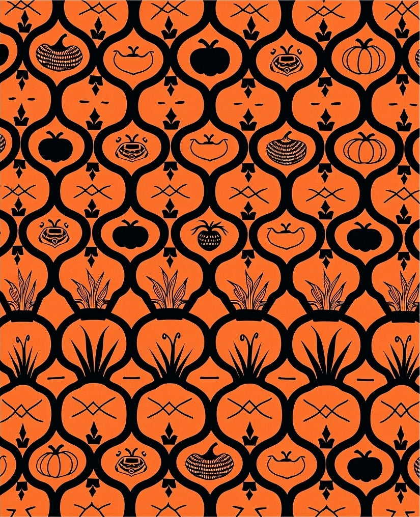 Retro Pumpkin Plant Pattern Design Rug