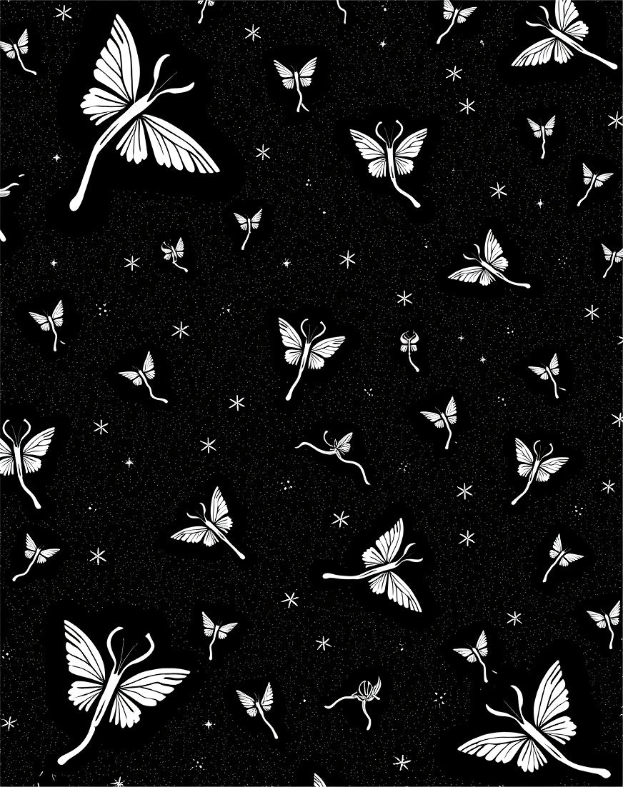 Whimsical White Moth Starry Night Rug