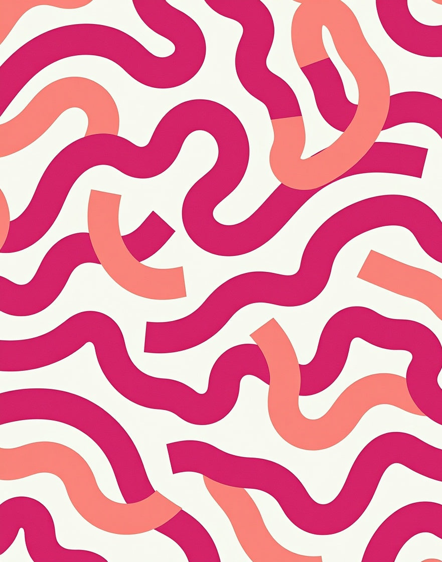 Dynamic Pink Coral Wavy Stripe Pattern Rug