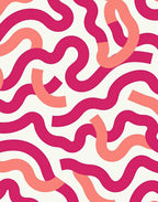 Dynamic Pink Coral Wavy Stripe Pattern Rug