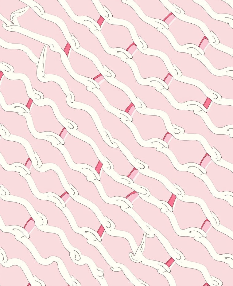 Delicate Pink Wavy Pattern Rug